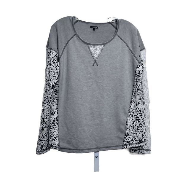 Pull On T Shirt size L Hannah Cotton Lace Long Sleeve Top Modest comfy - Picture 1 of 4